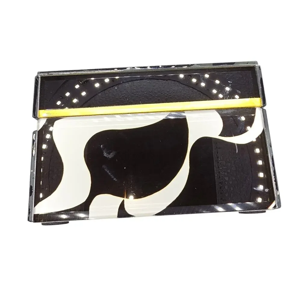 Trina Turk Mirror Print Jewelry Trinket Box Black White Wave Design Gold Trim